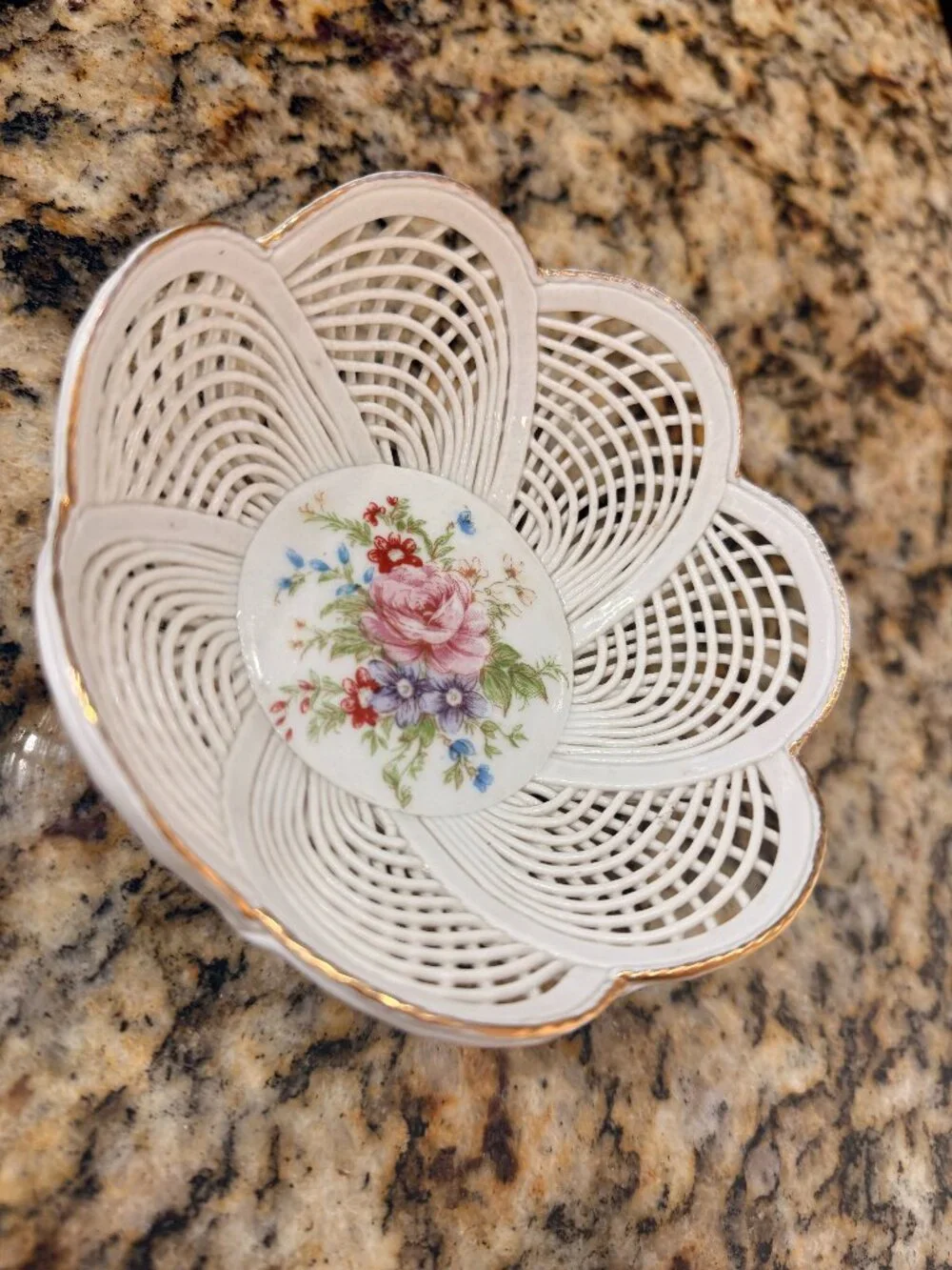 Vintage Schumann Arzberg Germany Lace Filigree Floral Bowl